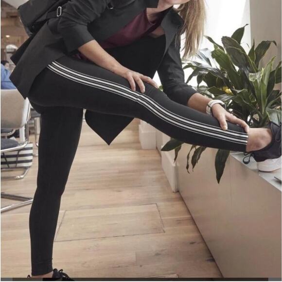 Athleta Track Tux Tight Womens Size Small Black/White Stripe - Picture 2 of 11